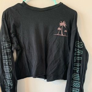Black California cropped long sleeve tee